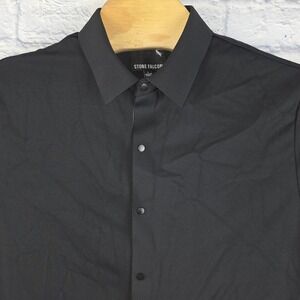 Stone Falcon Mens Black Short Sleeve Snap Button Front Shirt Stretch Size Large